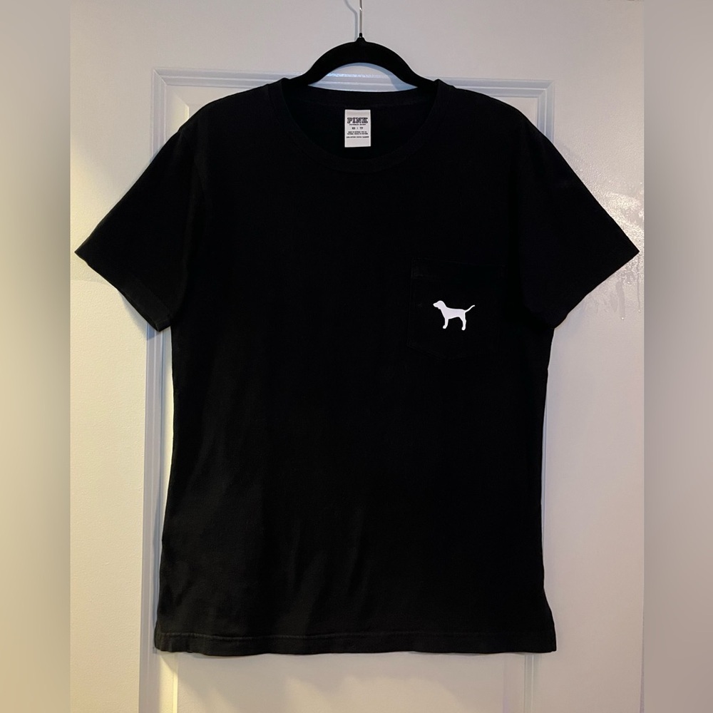 VS PINK | Campus Oversized Short Sleeve Tee in Black/Pink Size XS / S - Picture 2 of 4